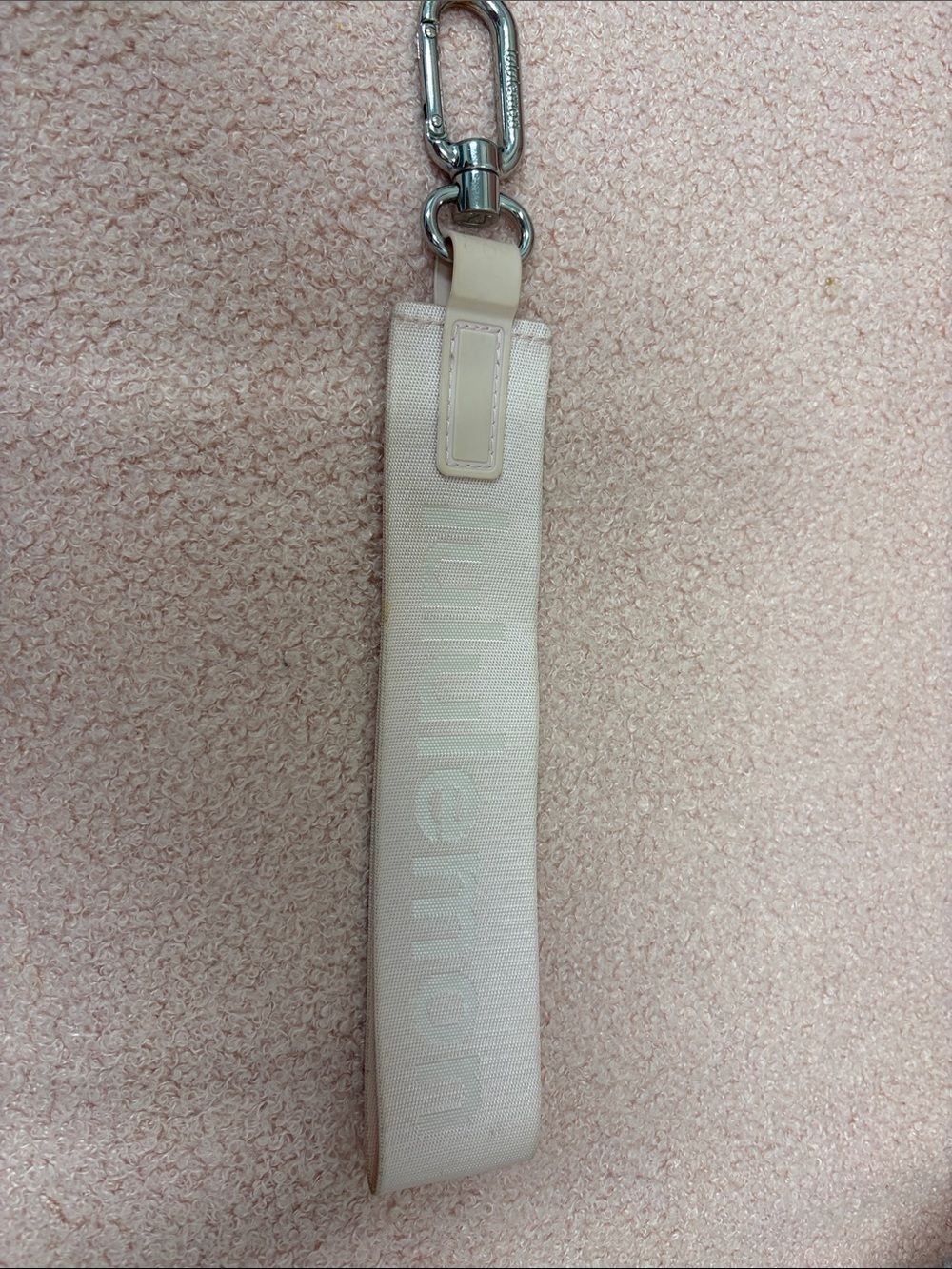 Lululemon Light Pink Wrist Strap Keychain